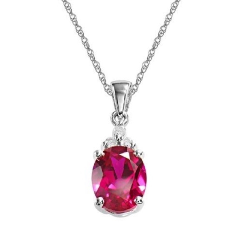 dainty sterling silver ruby pendant necklace